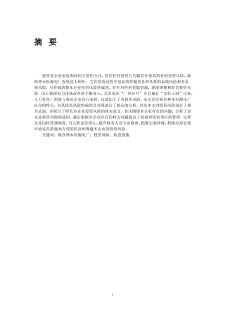 陕西神木恒源电厂投资风险的成因及对策探究