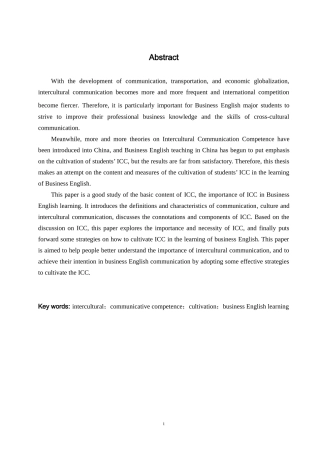 商务英语学习中跨文化交际能力培养的研究A Study of the Cultivation of Intercultural Communicative Competence in Business English Learning
