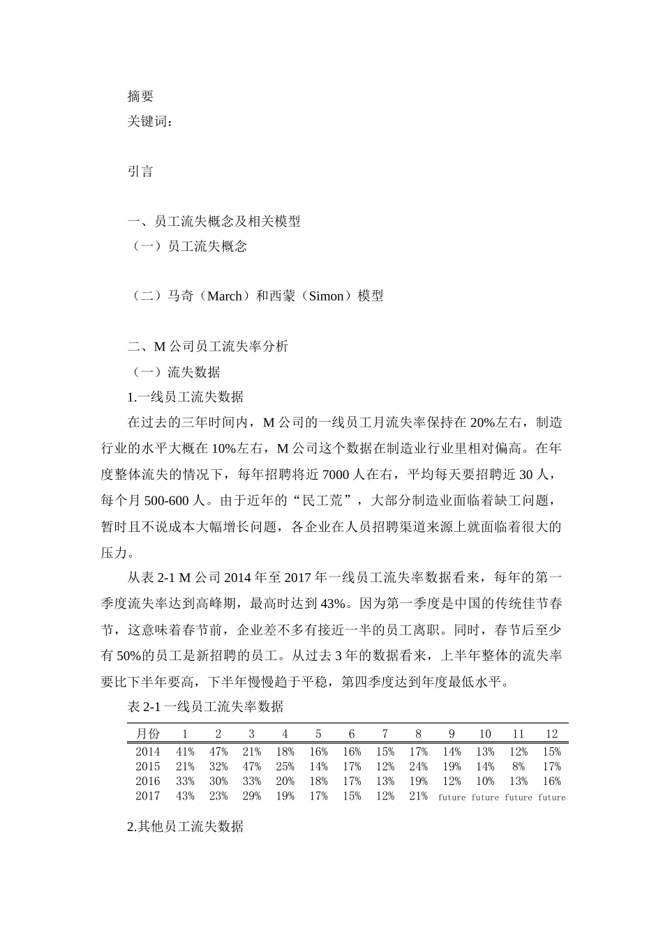 人力资源管理专业 浅谈民营企业员工流失与管理_第1页