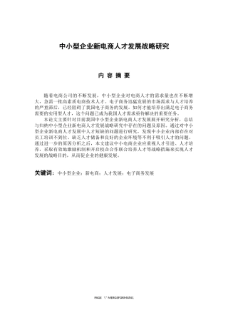 人力资源管理专业 中小型企业新电商人才发展战略研究