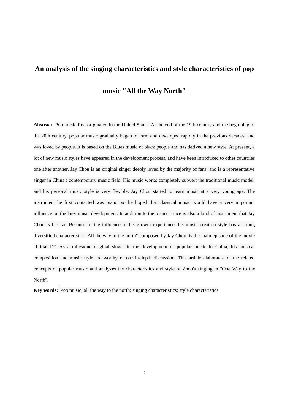 浅析流行乐《一路向北》的演唱特点及风格特征  歌唱戏曲专业_第3页