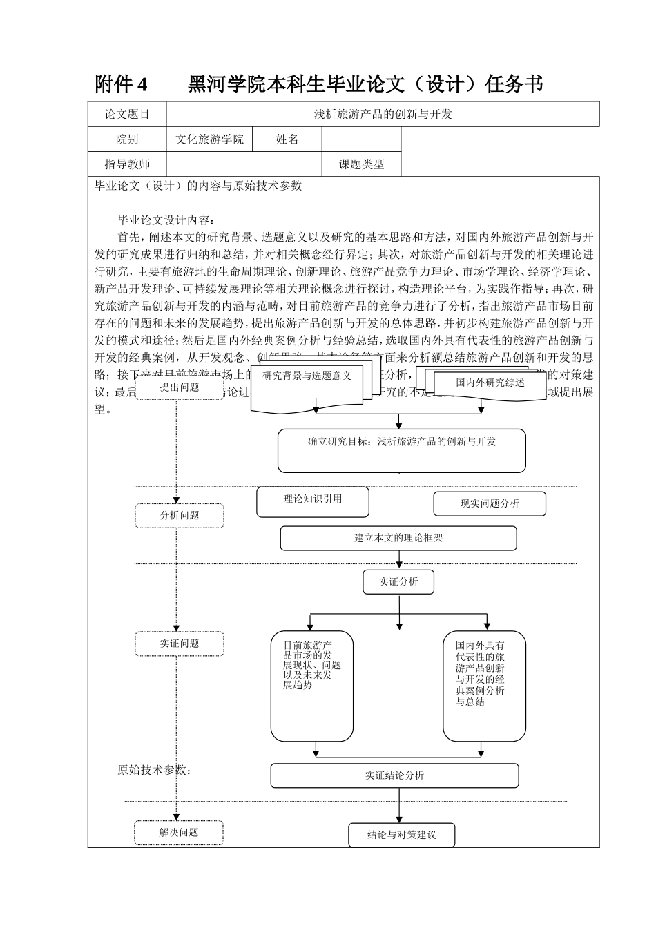浅析旅游产品的创新与开发开题报告任务书_第2页