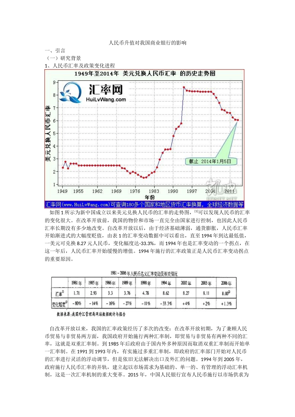 人民币升值对我国商业银行的影响论文_第1页