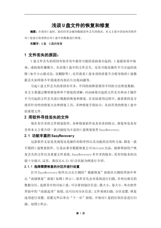 浅谈U盘文件的恢复和修复  计算机科学和技术专业