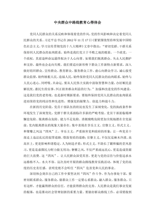 群众中路线教育心得体会