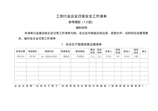 工贸行业企业日常安全工作清单