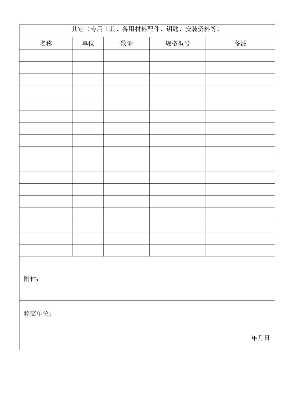 物业管理单位设备移交清单(样表)_第2页