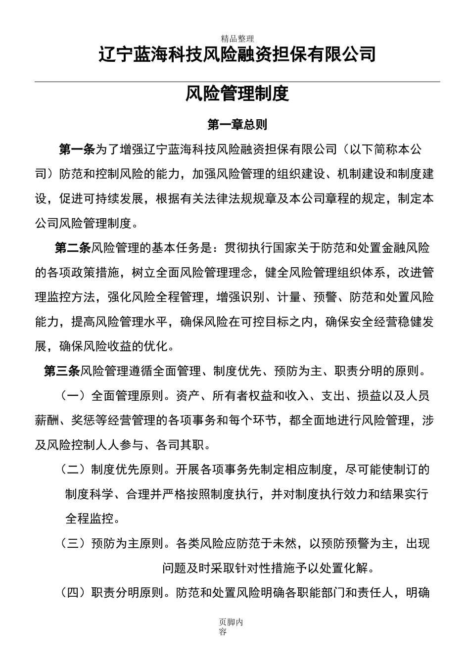 担保公司-风险管理制度_第1页