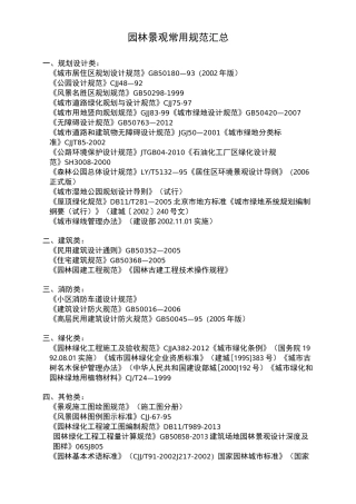 园林景观常用规范汇总完整