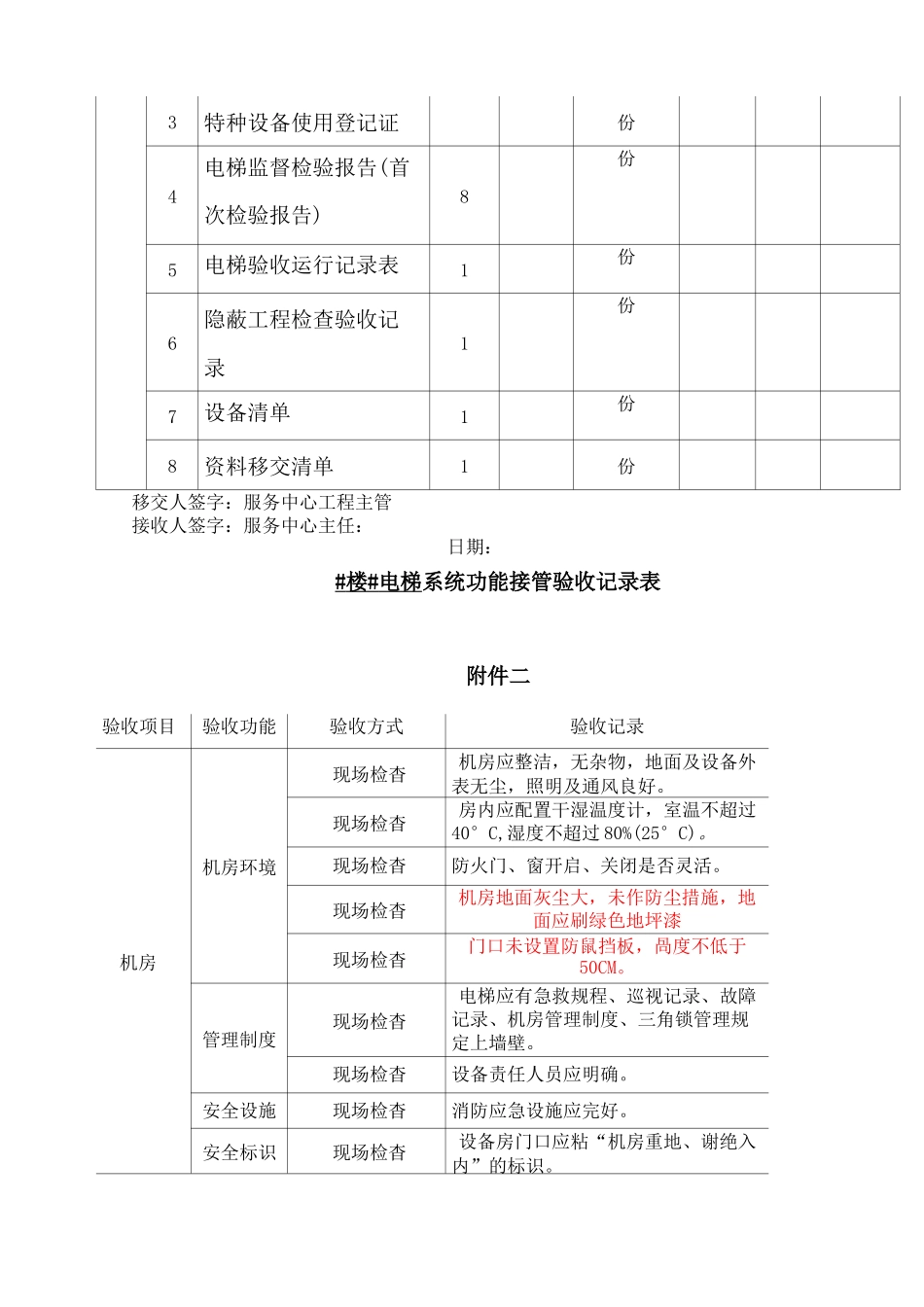 物业接管验收电梯竣工移交清单_第2页