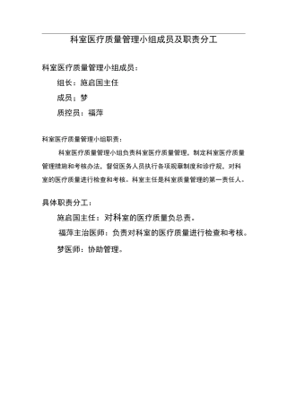 科室日常医疗质量和持续改进记录文本