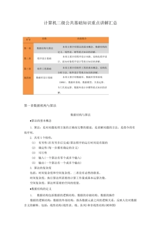 全国计算机等级考试二级-计算机二级公共基础知识点汇总
