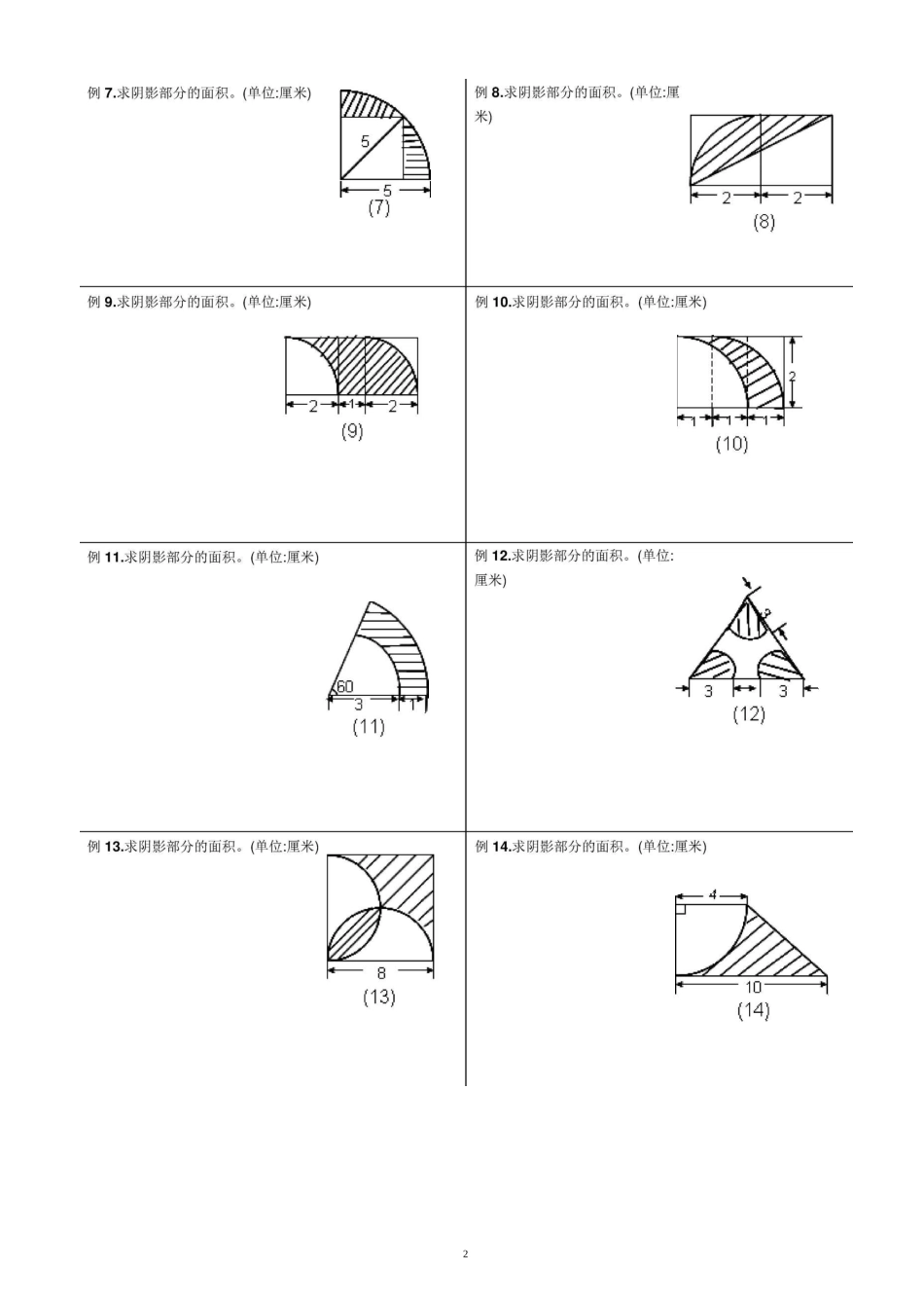 小升初——求阴影部分面积及周长(带答案)精编版_第2页