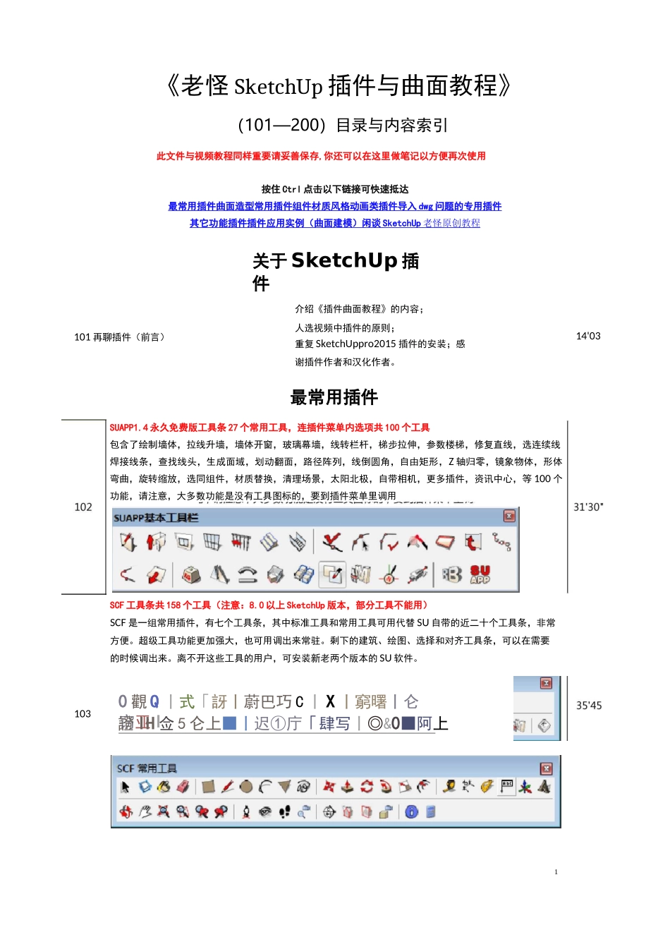 《老怪SketchUp插件和曲面教程》目录索引汇总_第1页
