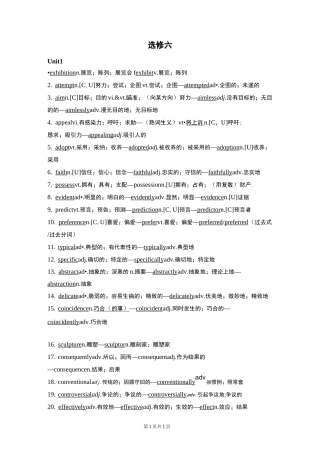 人教版高中英语选修6词性转换 语法填空素材