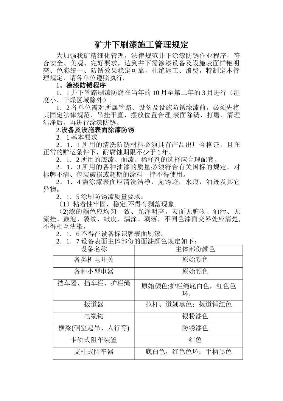 矿井下刷漆管理考核办法_第1页
