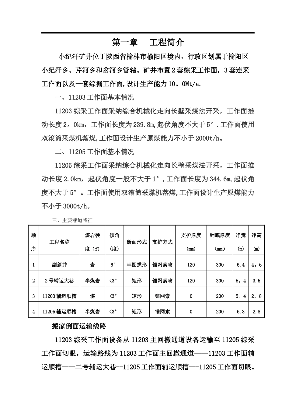 矿建综采工作面施工组织设计_第1页