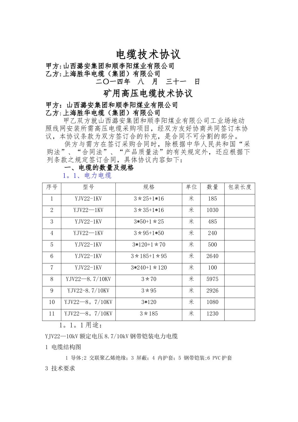 矿用高压电缆技术协议3_第1页