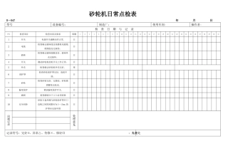 砂轮机日常点检表