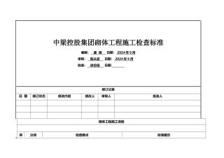 砌体工程现场施工检查标准