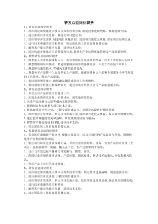 研发总监岗位职责