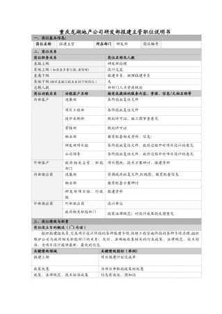 研发部报建主管职位说明书