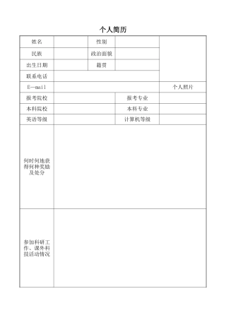 研究生复试个人简历模板
