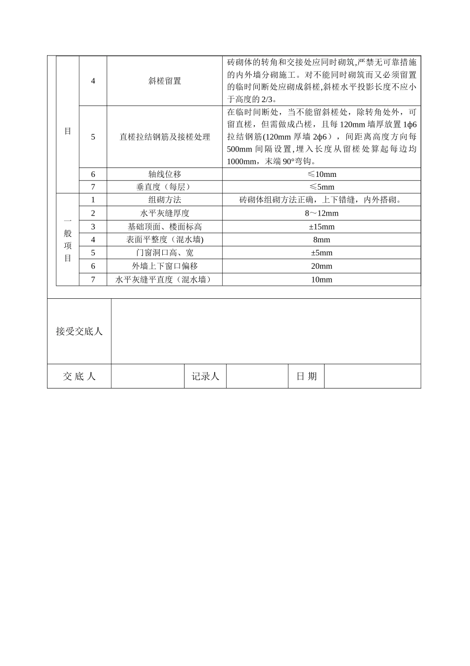 砖砌体工程安全技术交底记录_第3页