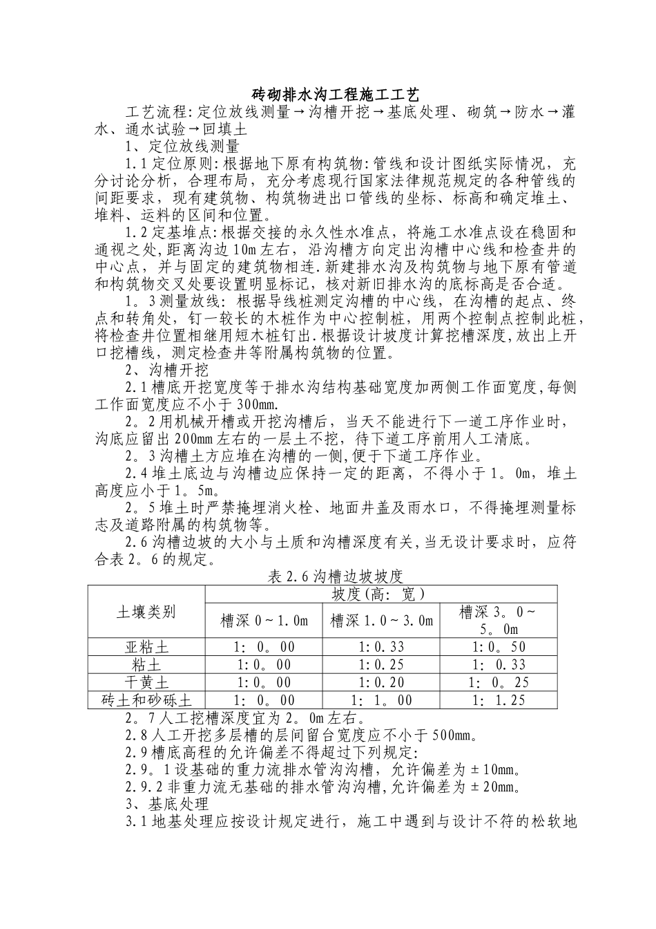 砖砌排水沟工程施工工艺_第1页