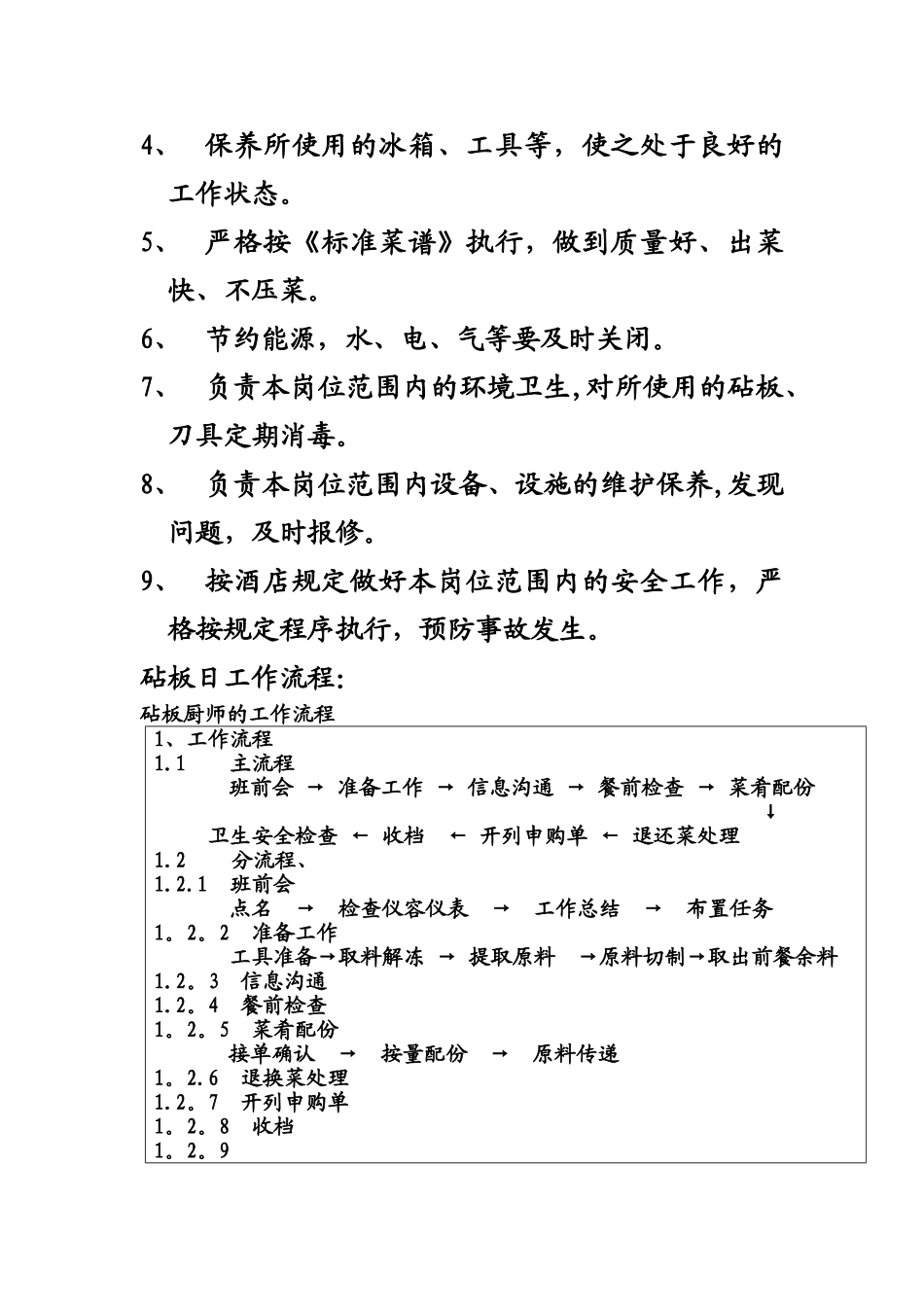 砧板厨师岗位职责及工作流程_第2页