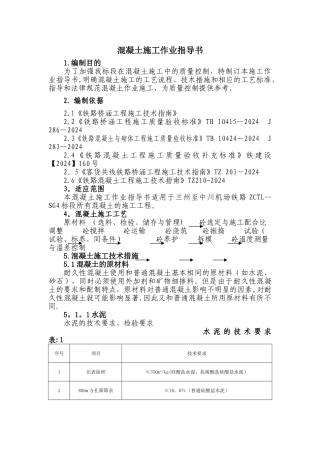 砼施工作业指导书