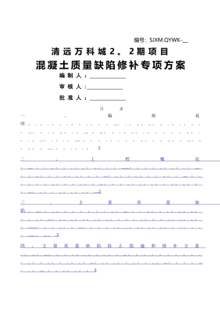 砼质量缺陷修补专项施工方案