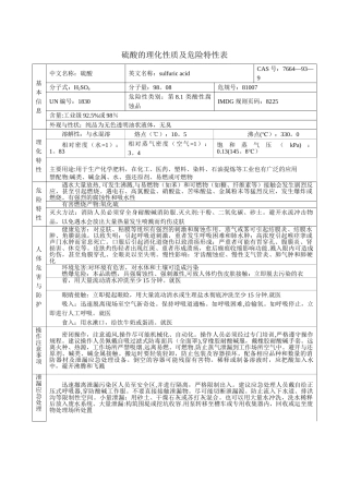 硫酸的理化性质及危险特性表