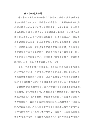 碎石中心发展计划