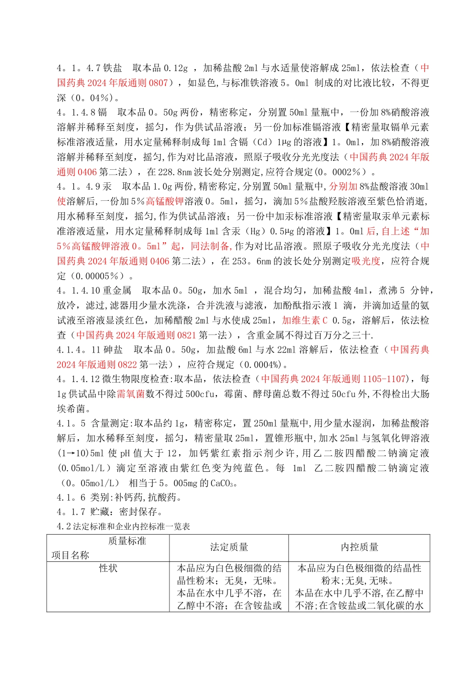 碳酸钙质量标准及检验操作规程_第2页