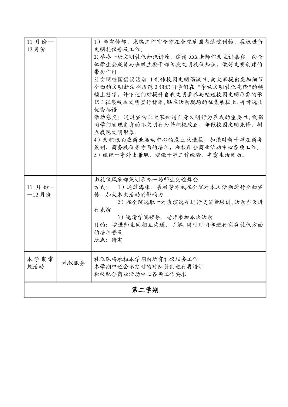 礼仪部工作计划_第2页