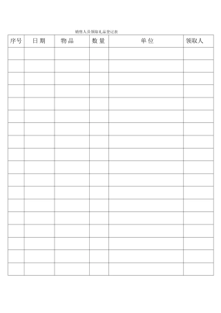 礼品领取登记表