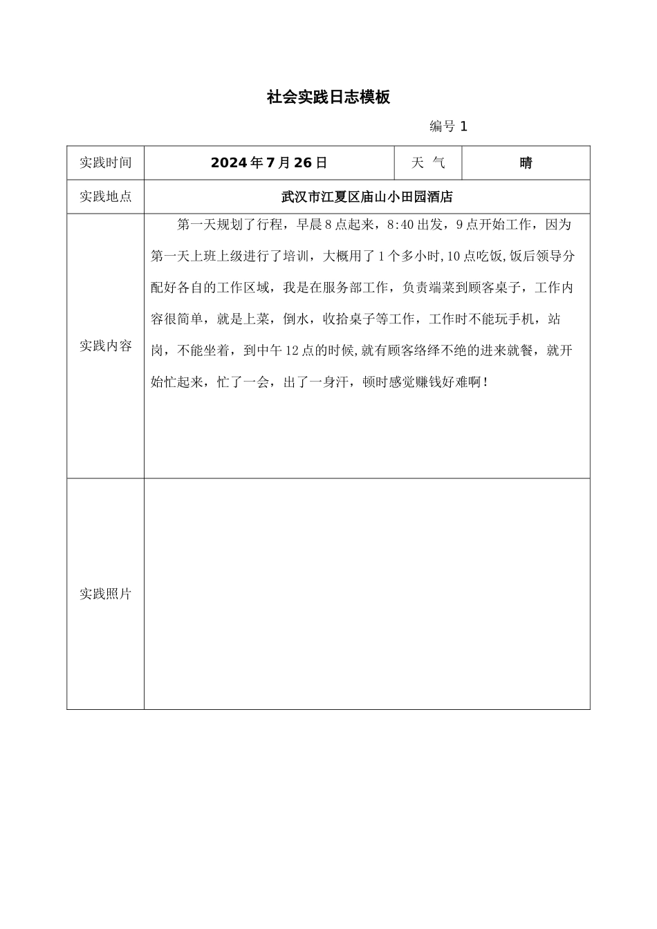 社会实践日志模板_第1页