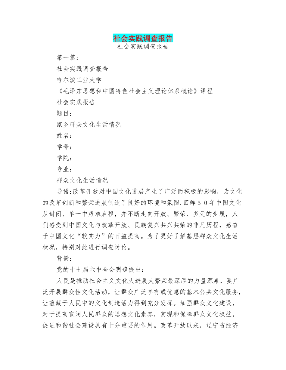 社会实践调查报告-社会实践-调查_第1页