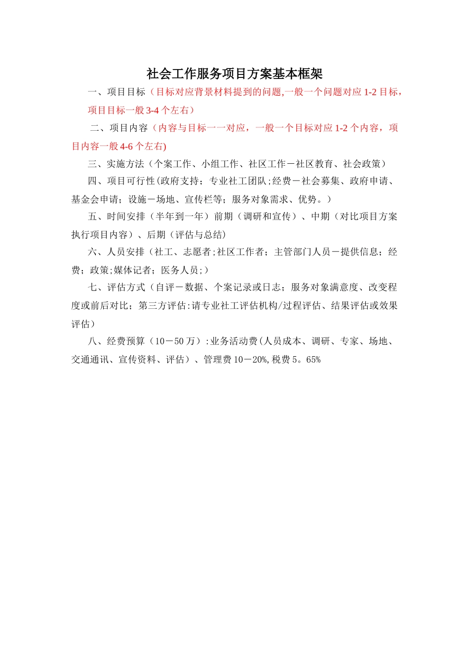 社会工作服务项目方案基本框架_第1页