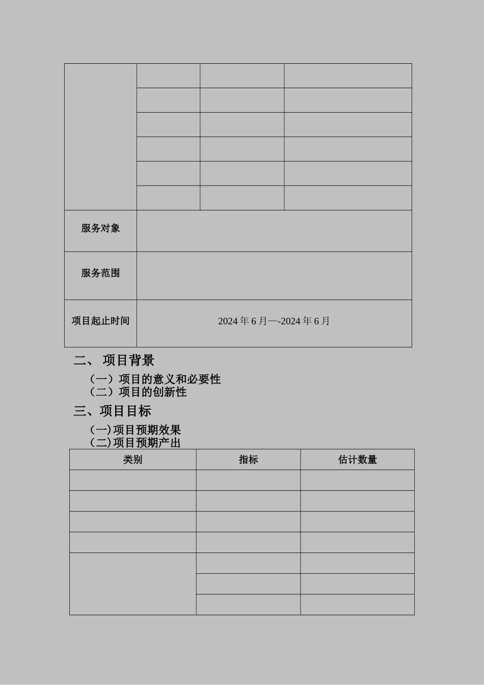 社会工作项目计划书模板_第2页