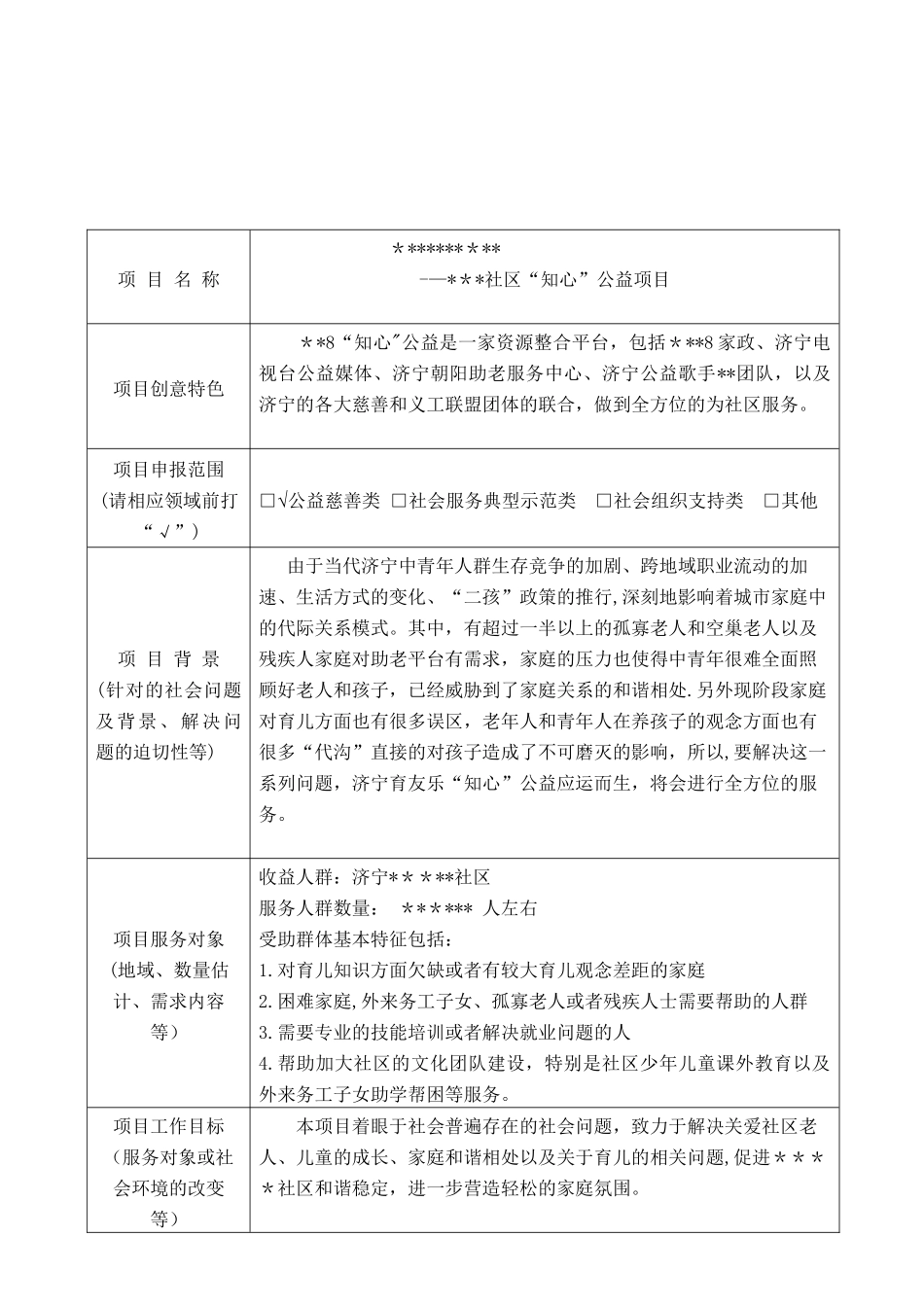 社会组织公益创投项目策划案申报表_第2页