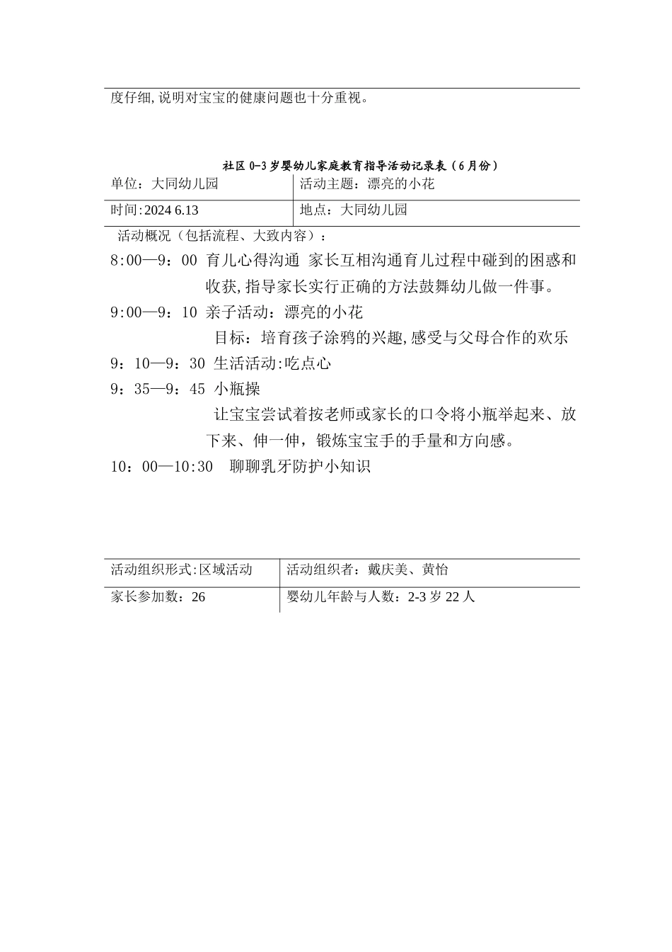 社区0-3岁婴幼儿家庭教育指导活动记录表_第2页