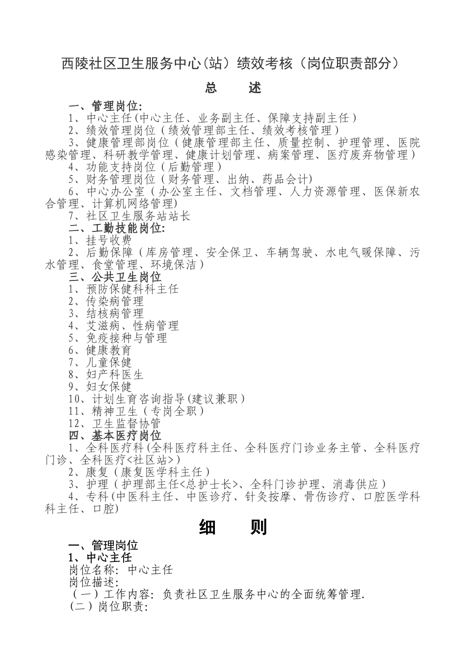 社区卫生服务中心岗位设置与岗位说明书-_第1页