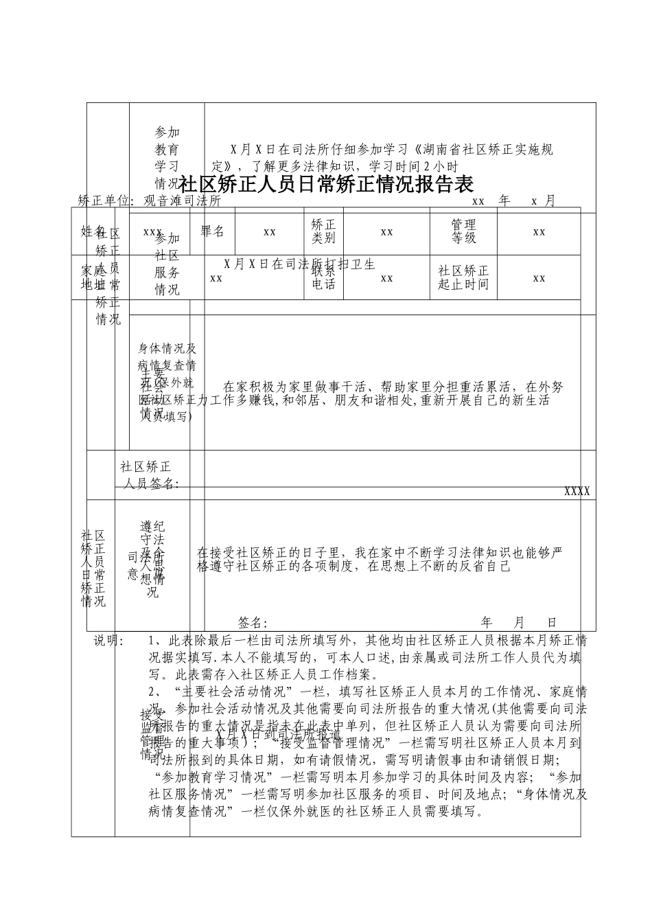 社区矫正人员日常矫正情况报告表11_第1页