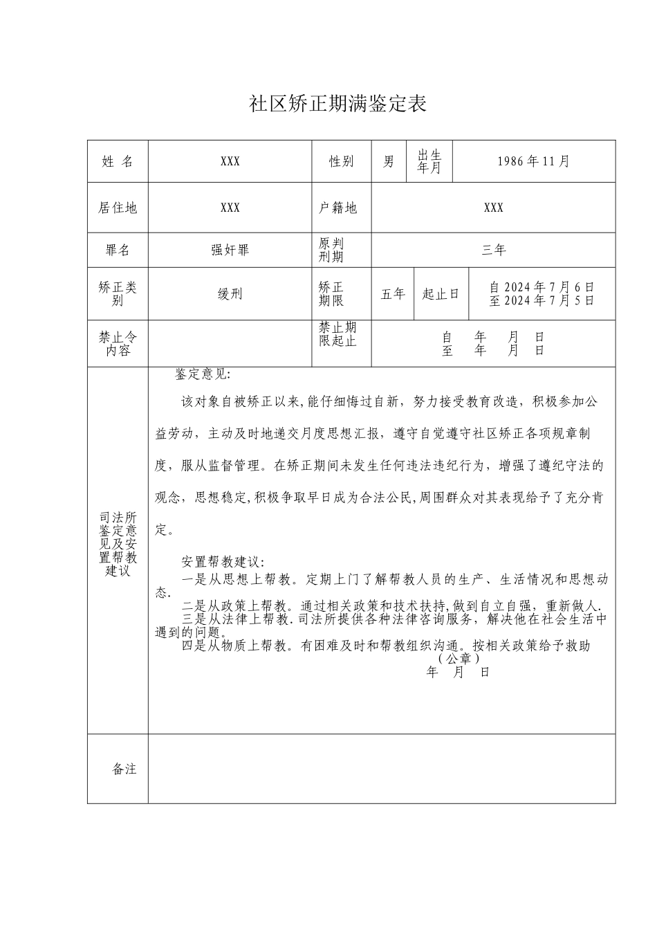 社区矫正期满鉴定表_第1页