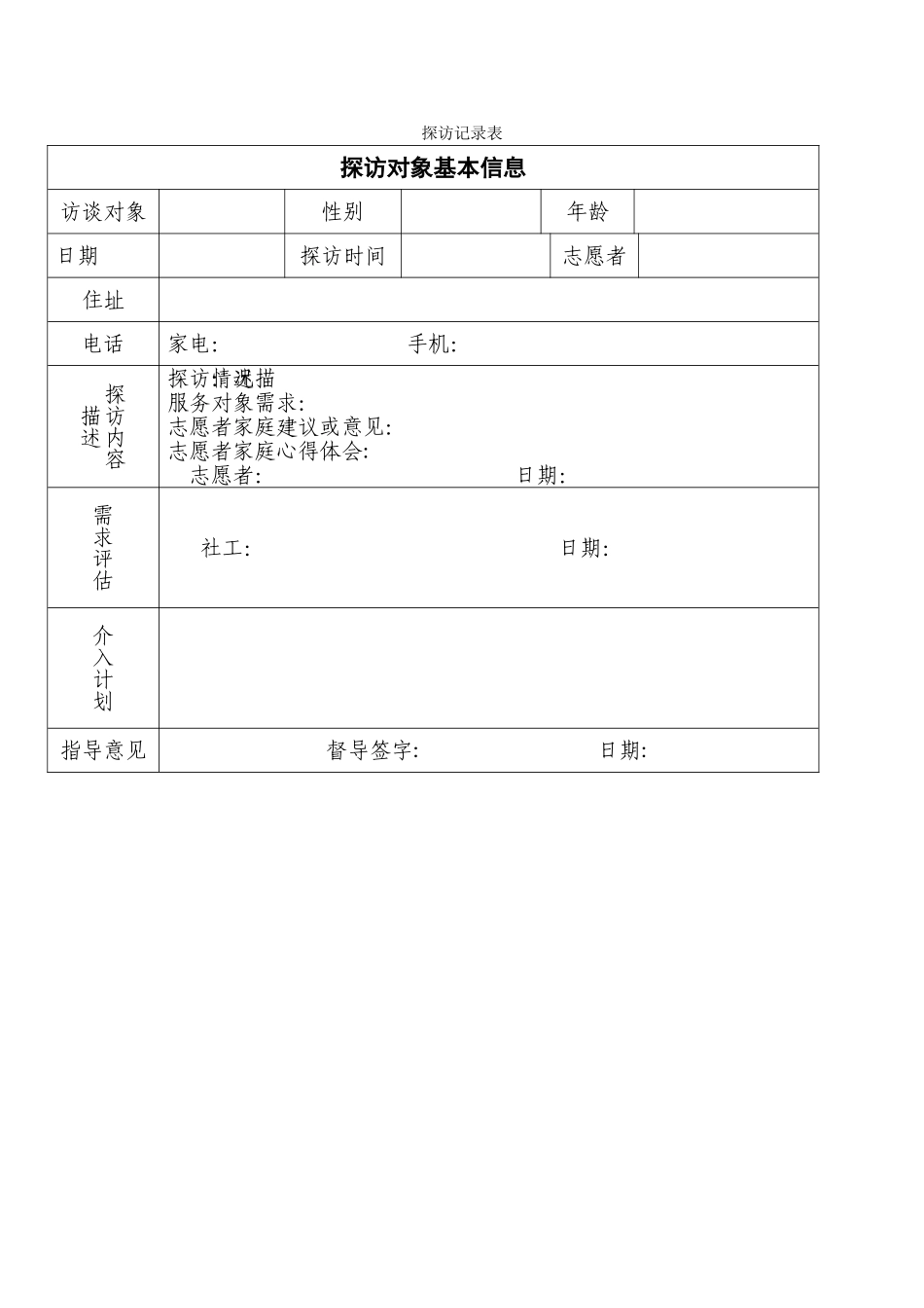 社工探访记录表_第1页