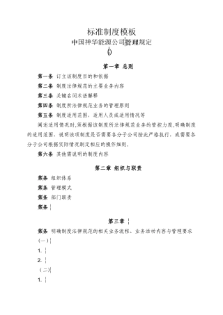 神华标准制度模板及编写规范