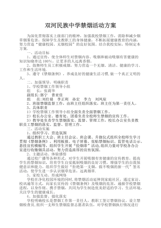 禁烟活动方案