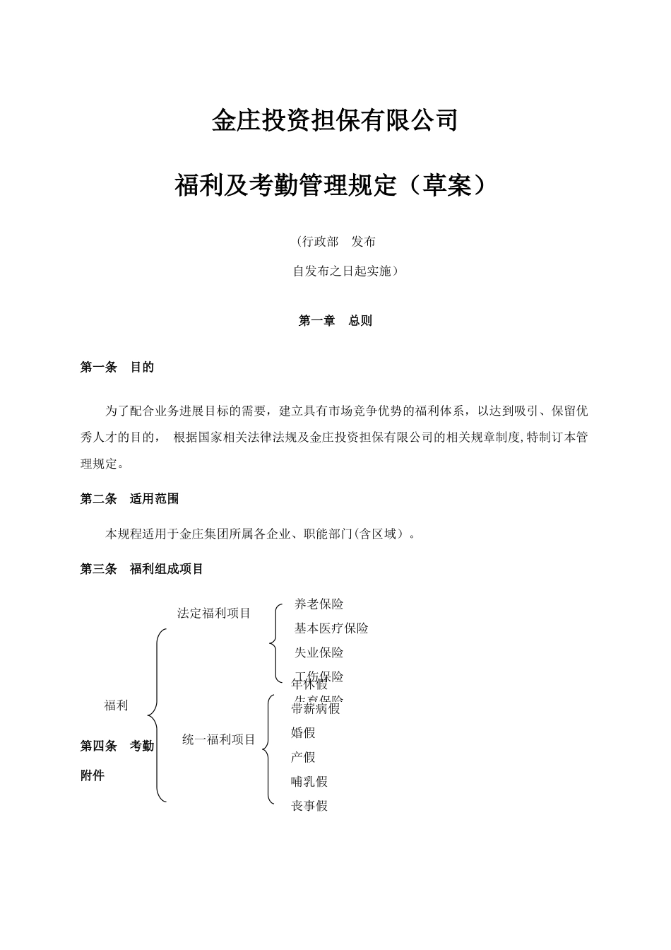 福利及考勤管理规定_第1页